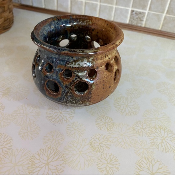 Vintage Pottery Mug & Pottery Tealight candle holder drip glaze handmade - Picture 10 of 12